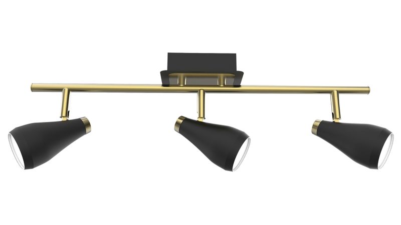 3 Light Sophisticated Black and Brass Spotlight Bar - S173
