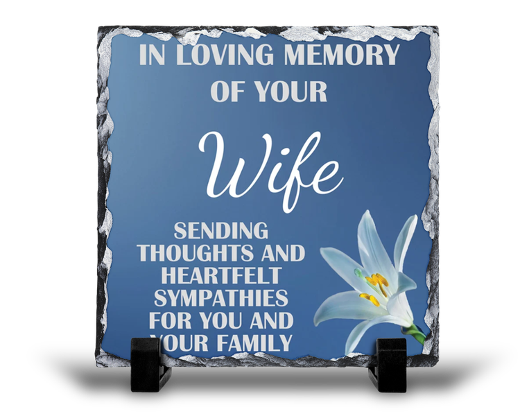 Loving Memory of Your Wife Condolence Sympathy Memorial v2 Gift Rock Slate