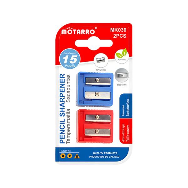 2 Pieces 1Blue 1Red Double Steel Safety Blade Pencil Sharpeners