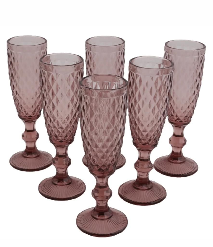 Crystal Vintage Colored Champagne Glasses Set of 6 (Purple) Shop