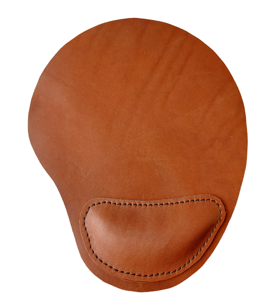 Mousepad with Palm Rest - Genuine Leather - Brown Color