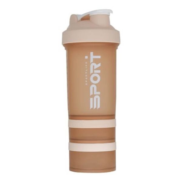 500ml Gym Shake Sports Water Bottle 3 Layers Design - Orange