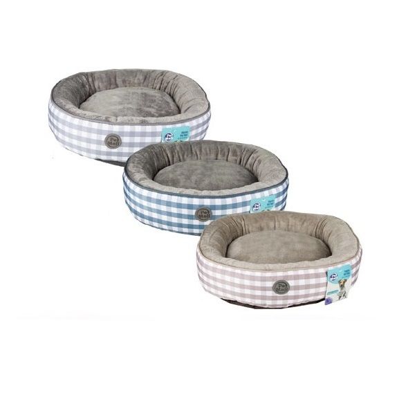 Pet Mall Round Fleece Check Pet Bed 50cm (Small) Set of 3