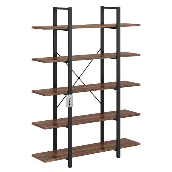 Lamont 5 Tier Wooden Bookshelf Storage Display Rack Open Vertical Shelf