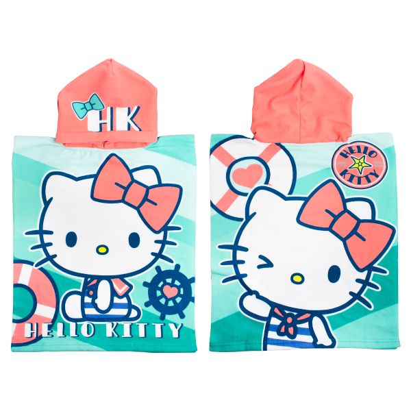 HELLO KITTY Official Licensed Kids Microfibre Hooded Beach/Pool/Bath Towel