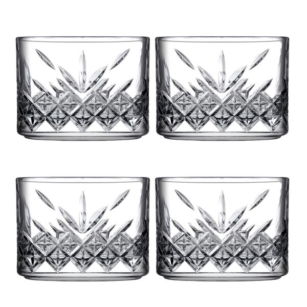 Bowl 4pc Set 235ml Square Cut-Glass (8x8x5.3cm) - Timeless