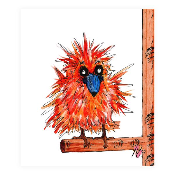 Honkernasal Bird on White Minky Blanket By Fifo