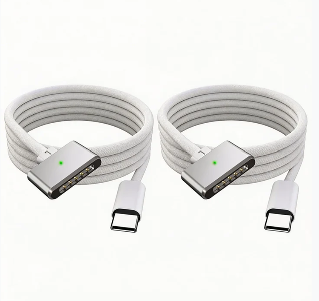 140W USB-C Magnetic 3 Cable Fit for MacBook and Air 2 Charger, Pack of 2