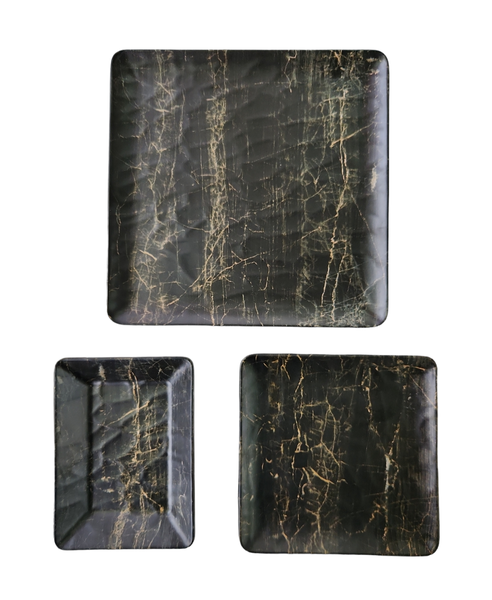 Square 12 Piece Dinner set Melamine Blackwood-Tableessentials-Crockerycentre