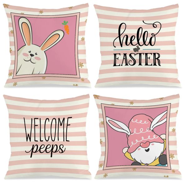Set of 4 Cottagecore Easter Pillow Cases, 45x45cm Decorative Cushion Cover