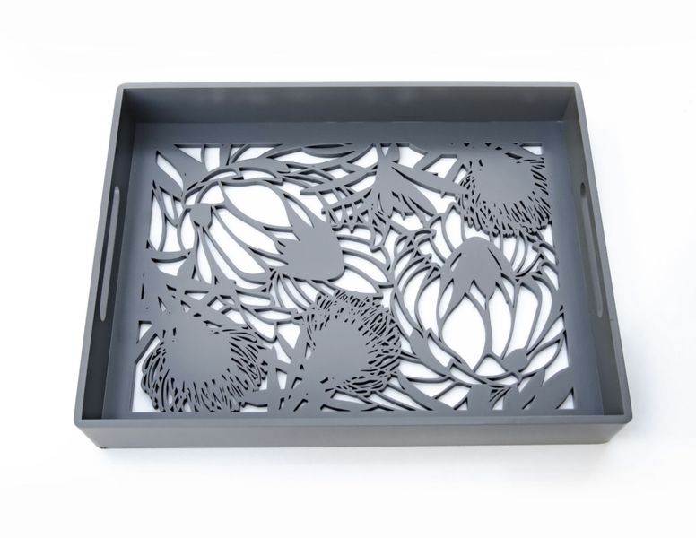 Protea and Wildflower Tea Tray 2 dark grey