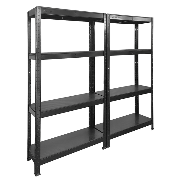 Anchor 4 Tier Honeycomb Shelving Unit 148x75x30cm Black 2 Pack