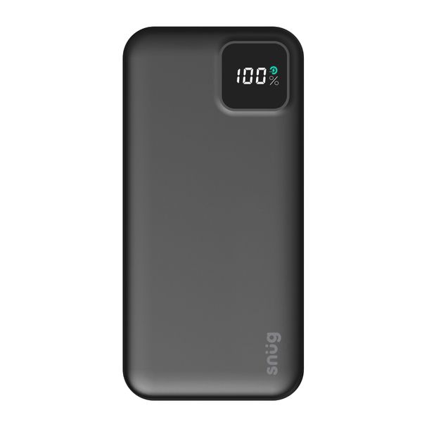 Snug 20 000mAh Square Digital Display PD Power Bank - Black