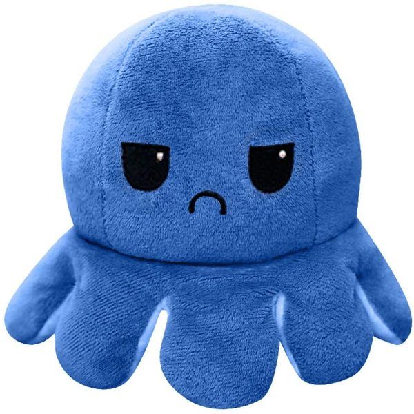 Reversible Octopus Mood Plush Toy - Blue/Sky-blue