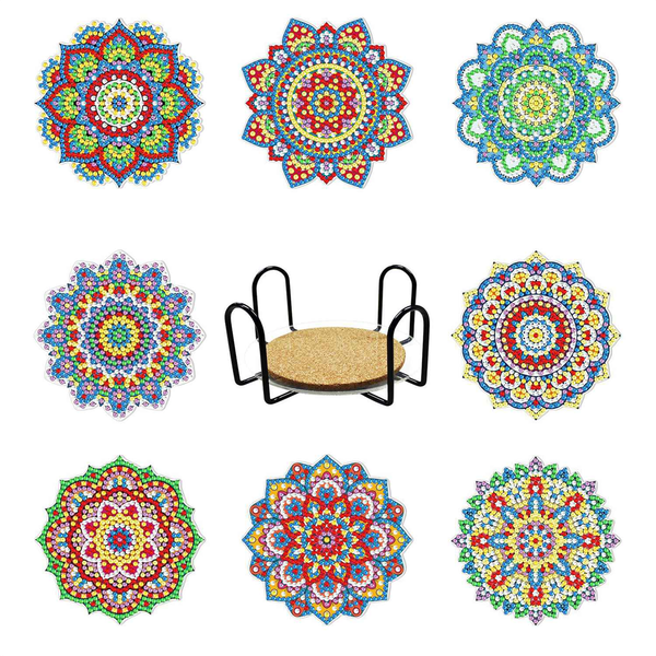 8Pcs Diamond Painting Coasters Diy Diamond Painting Kits For Adults
