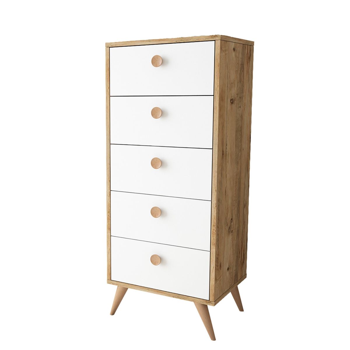 Chest of Drawers Nightstand with 5 Drawers Retro Legs Buy Online in