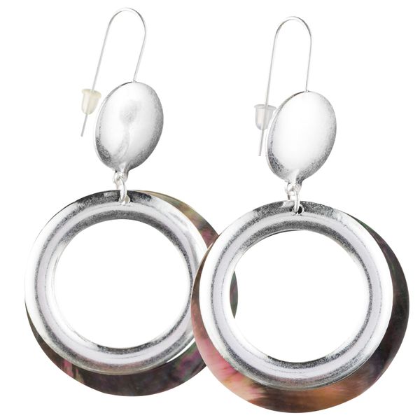 Silver Rhythm - Earrings to Look Stylish - Silver Metal &amp; Shell Circles