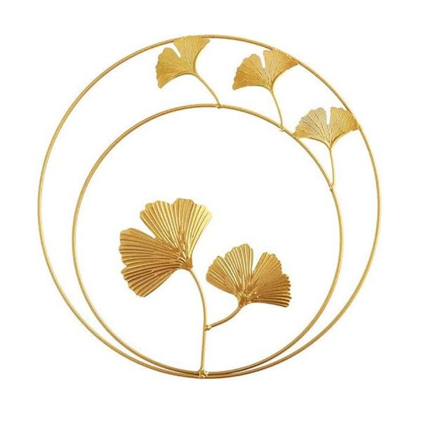 Decor Ginkgo Gold Leaf Wall Decoration Round - 28cm - Petals