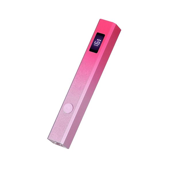 Metal Handheld UV Light For Gel Nails, Mini Nail Lamp with LED Screen - Pink