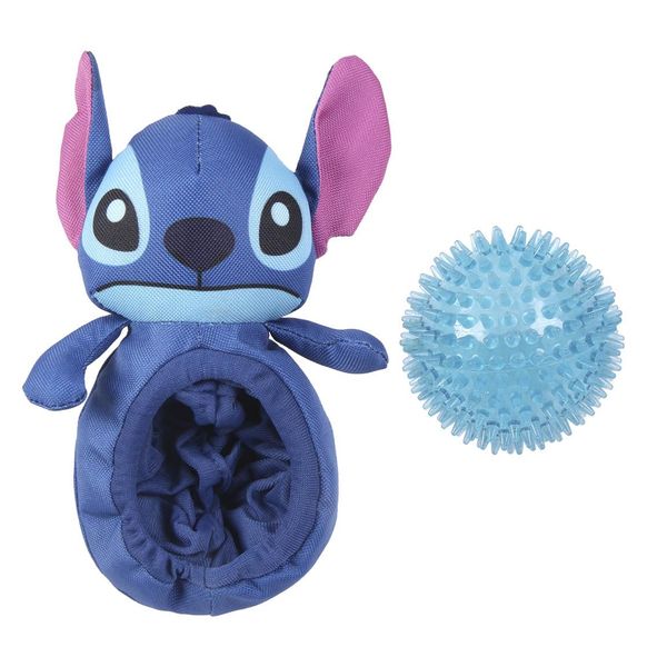 Disney Stitch Dog Chew Toy with Squeaky Ball - Durable Plush and Rubber Toy