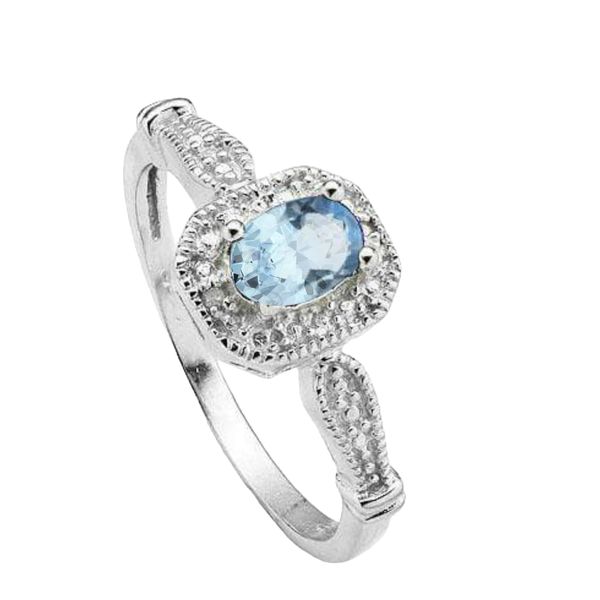 Smashing Genuine Swiss Blue Topaz 925 Sterling Silver Engagement Ring