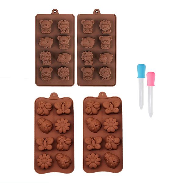 Lovely Animals Shape Silicone Molds Non-stick Chocolate Candy Mold Set