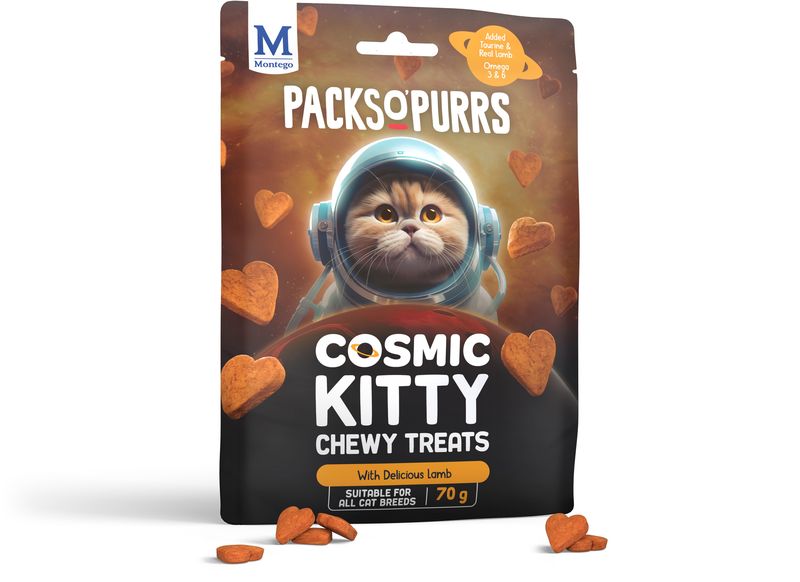 Montego Packs O' Purs - Delicious Lamb Chewy Cat Treats 70 g (Pack of 10)