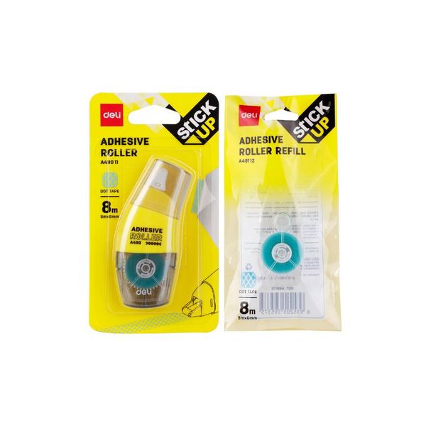 Deli Adhesive Glue Roller with a Refill Value Pack Permanent Glue Tape