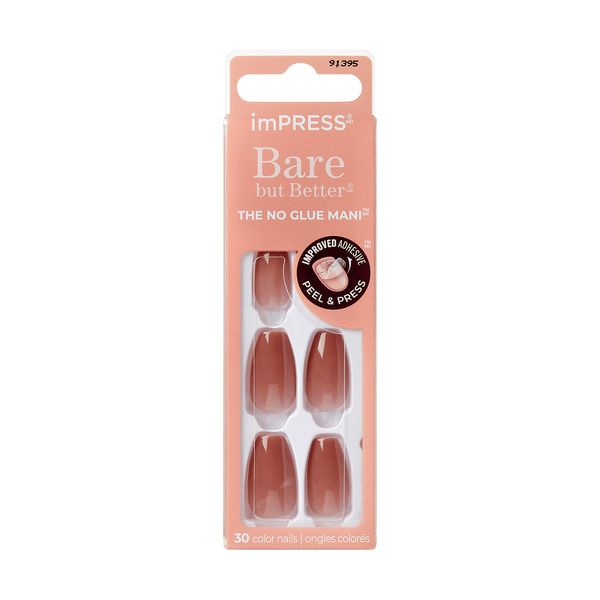 KISS imPRESS short nude color Artificial Stick on nails in a 30 pack