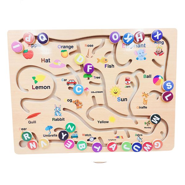 Wooden Alphabet ABC In Railway Board For Kids