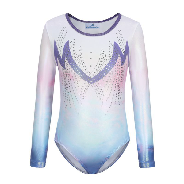 Ombre Frost Rhinestone Long Sleeve Leotard | Kids Gymnastics &amp; Dancewear