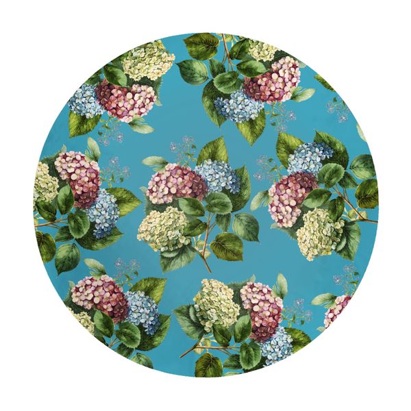 Hydrangeas On Sea Green Round Tablecloth