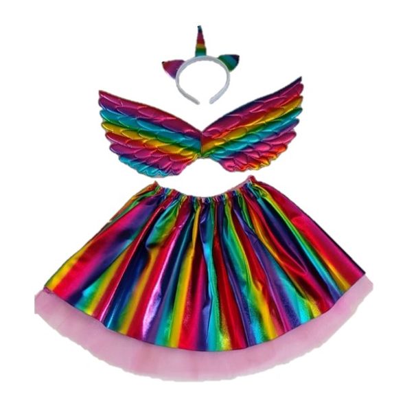 Tutu - 3 Piece Rainbow Unicorn Dress Up Costume - Ages 3 to 8