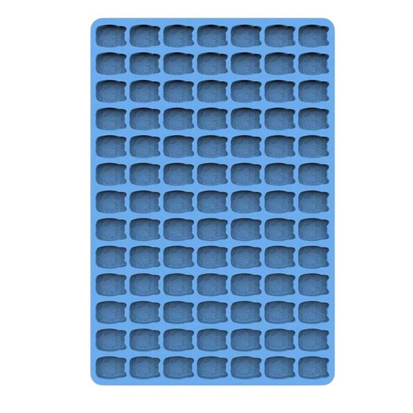 91 Cavity Cartoon Cat Silicone Candy &amp; Ice Cube Mould - Blue