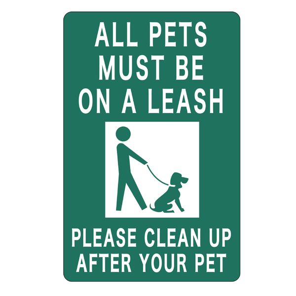 Decor Pet Metal Tin Signs Wall Picture Pet Leash &amp; Clean Up Dog 30cm