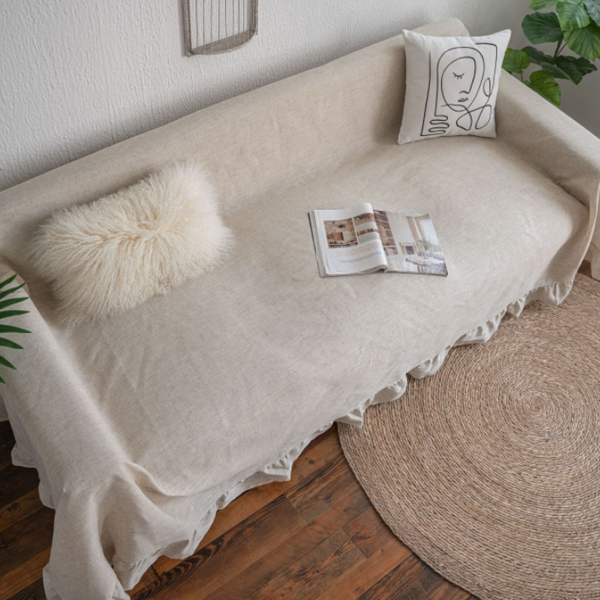 American Retro Pastoral Style Ruffled Couch Cover - M