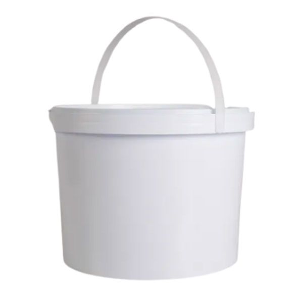 Heavy Duty Bucket with Lid &amp; Handle - 5 Litre - White - 10 Pack
