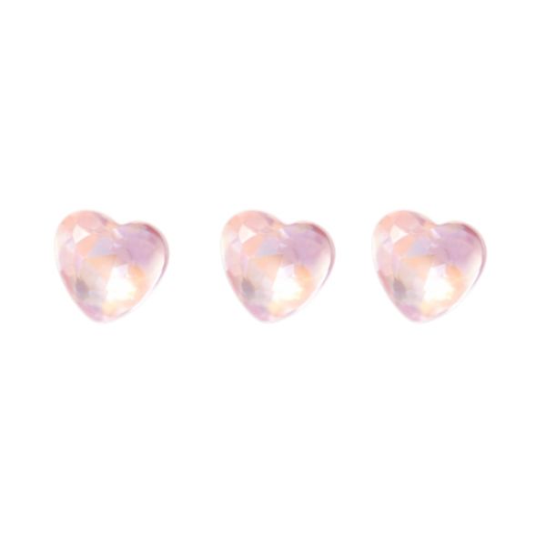 3 Pack - 6mm Faceted Acrylic Heart Nail Gems - Pink