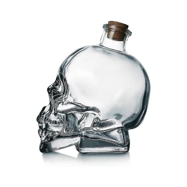 Skull Shaped Decanter with Wooden Stopper - 760ml