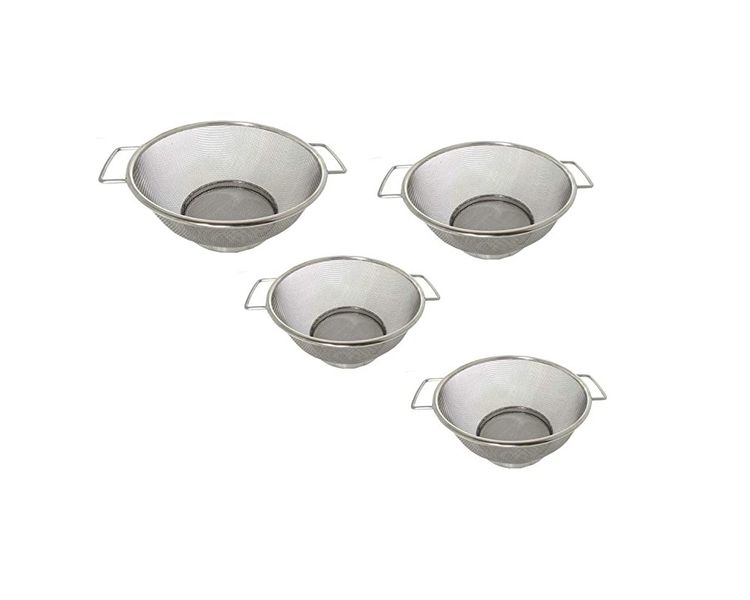 4 Piece Stainless Steel Fine Mesh Strainer Bowl Drainer Vegetable Sieve