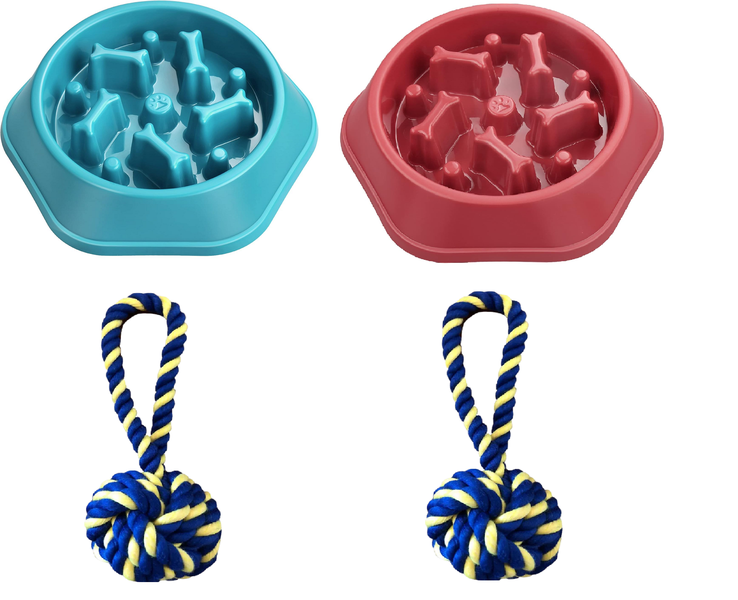 Anti-Gulp Bowls with 2 toys