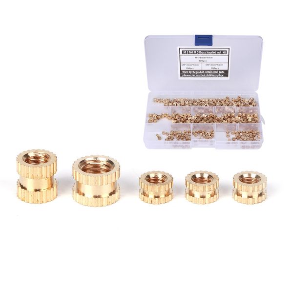 Brass Insert Nut Set 300Pcs Compatible with M3 M4 M5 Threaded Hot Melt
