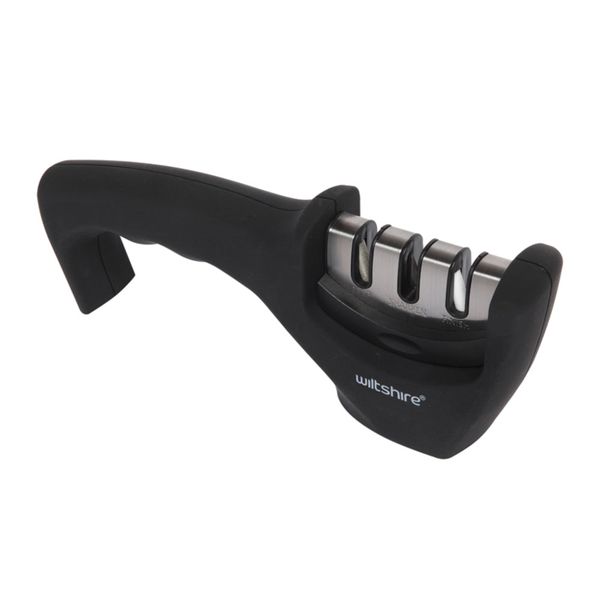 Knife Sharpener for Straight and Serrated Knives - Black