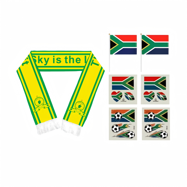2026 FIFA World Cup SA Fan Kit Scarf 2 Flags 4 Tattoos Bafana Bafana