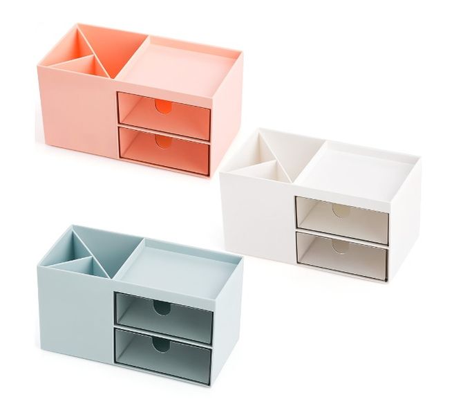 3 Pack Desk Organiser Pink, Blue &amp; White