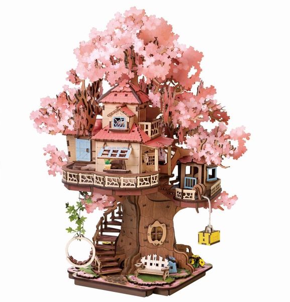 Rolife Robotime Sakura Tree House - 535 Piece DIY 3D Wooden Puzzle