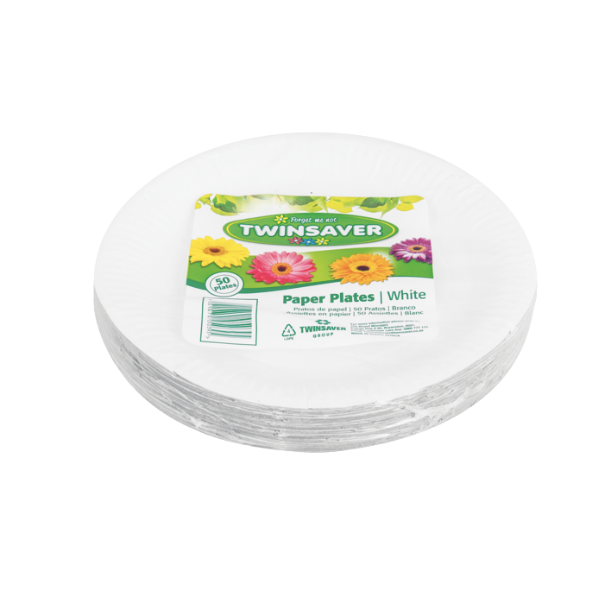 Twinsaver - White Paper Plates 50s - Set of 6