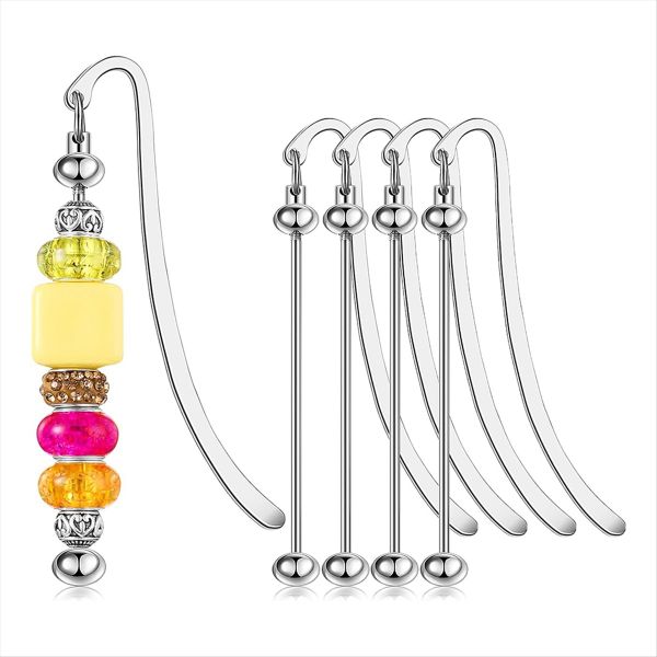 4 Pcs Beaded Bookmarks Diy Metal Blank Strip Bookmarks