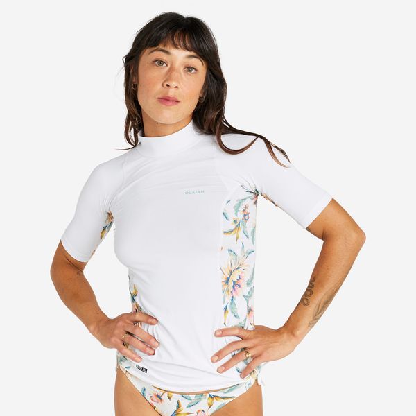 Olaian Women's Anti-UV Short-Sleeved T-Shirt - 500 Belly White