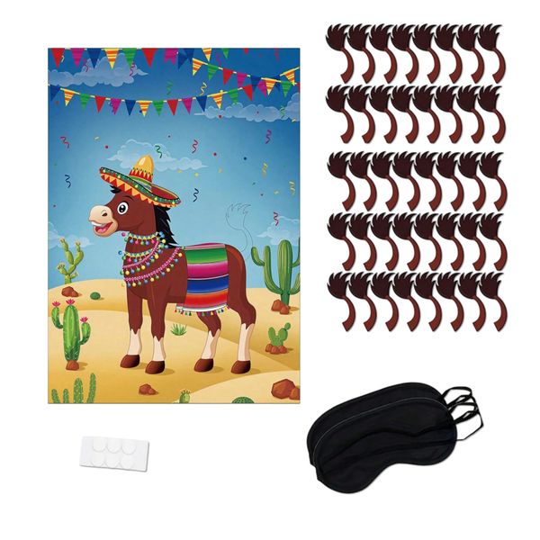 Fun Party Decoration and Activity Pin the Tail on the Donkey Party Game Set